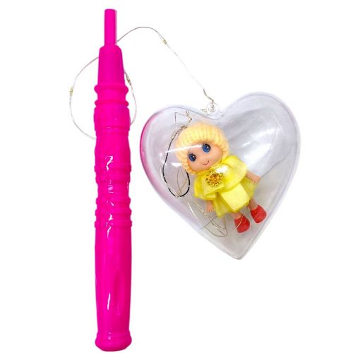 Світяшка "Сердце з лялькою-брелоком" (ЖОВТА) на паличці