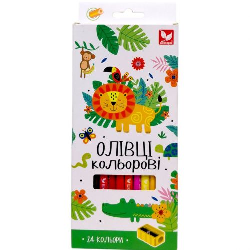 Олівці кольорові тригранні + чинка - 24 кольори, 140SH-24