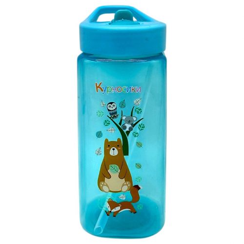 Поїлка зі складним носиком та силіконовою соломкою 420 мл (БІРЮЗОВА)