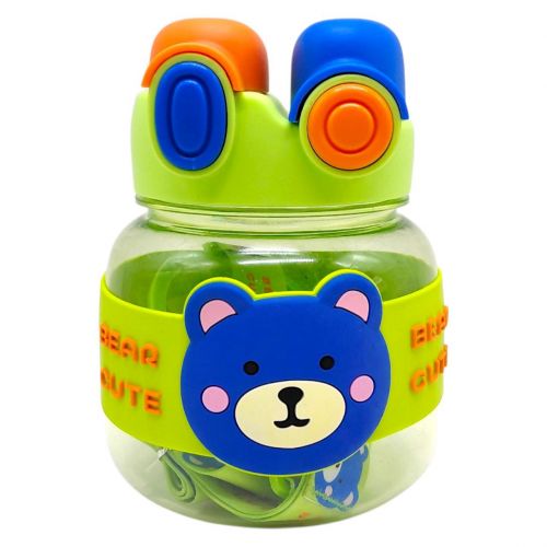 Пляшка для води 1000 мл, пластикова, ремінець, трубочка, шийка, в пакеті (ЗЕЛЕНА)