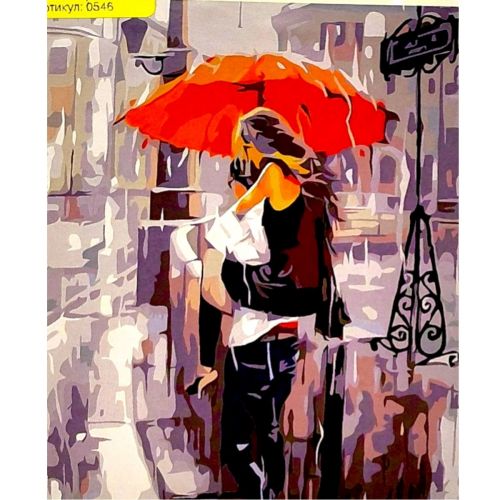 Картина по номерах "Двоє під червоною парасолькою" 40*50 см