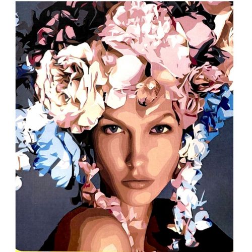Картина по номерах "Квiткова дiвчина" 40*50 см