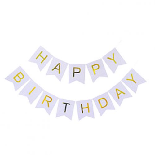 Гірлянда-розтяжка прапорці "Happy birthday" 12*16см-5м, срібло