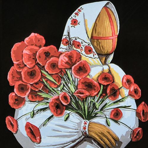 Картина по номерах на чорному фоні "Маковія" 40х40 см