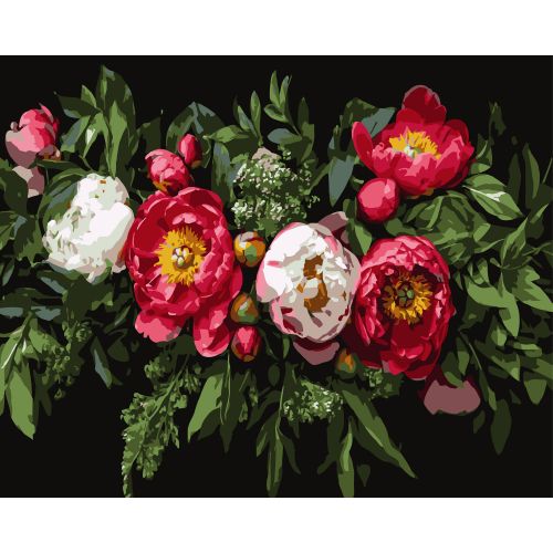 Картина по номерах на чорному фоні "Квіткова композиція" 40х50 см