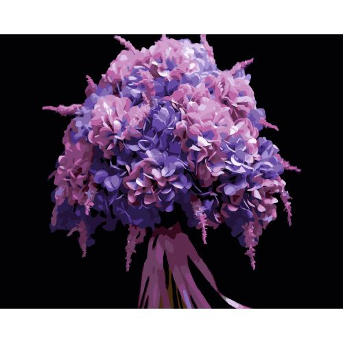 Картина за номерами на чорному фоні "Рожева гліцинія" 40Х50 см