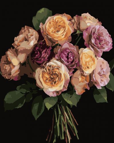 Картина за номерами Strateg Помаранчевий букет  на чорному фоні 40Х50 (AH1279)