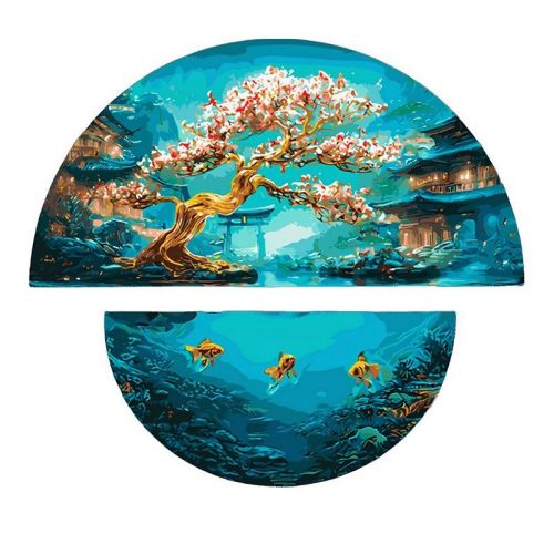 Картина за номерами з фарбами металік "Магія природи: суша і море" (напівкруги 50 см, 70 см)