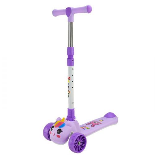 Самокат дитячий 3-х коліс  складний, колеса PU муз, батар., світло, звук  (БУЗКОВИЙ)