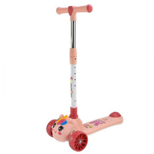 Самокат дитячий 3-х коліс  складний, колеса PU муз, батар., світло, звук  (РОЖЕВИЙ)