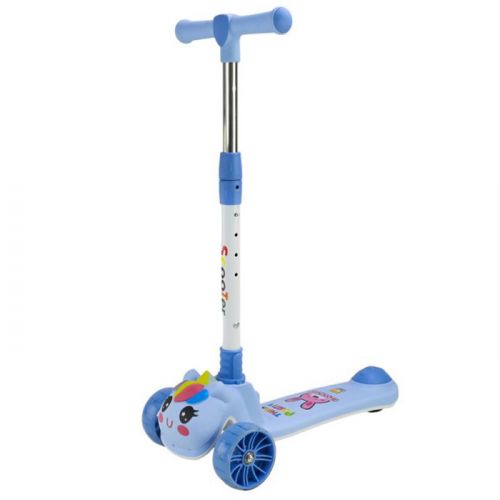 Самокат дитячий 3-х коліс  складний, колеса PU муз, батар., світло, звук  (БЛАКИТНИЙ)