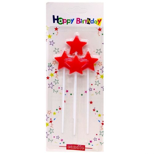 Набір свічок для торта Зірочки 4шт (ЧЕРВОНІ)