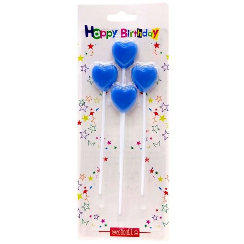 Набір свічок для торта Сердечки 4шт (СИНІ)