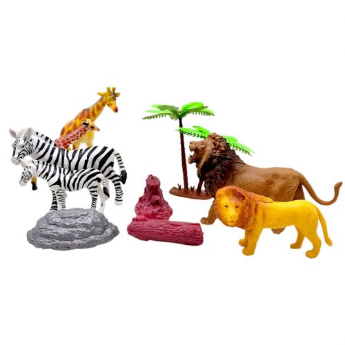 Набір тварин "Дикі тварини", 6 фігурок, декорації, середня довжина 11 см, в пакеті