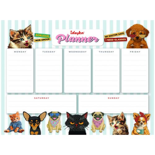 Планер на магнітній основі з алмазною мозаїкою "Домашні улюбленці" 32х40см