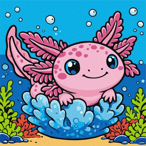 Картина по номерах "Радісний аксолотль" 25х25см