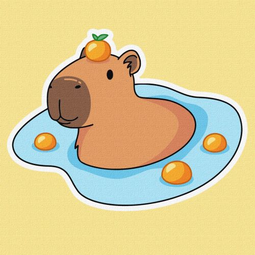 Картина по номерах "Капібара в калюжі" 30х30см