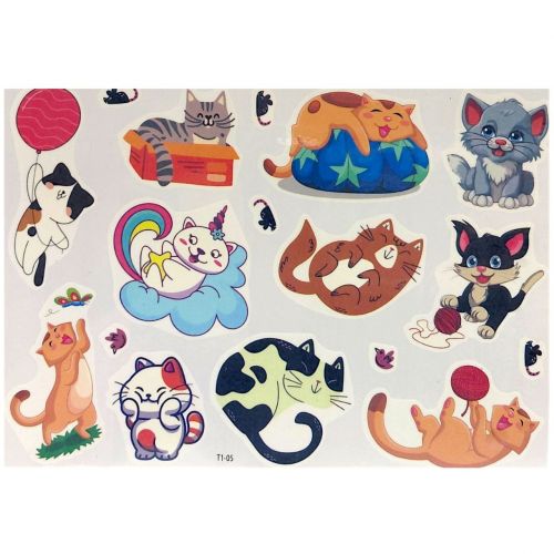 Татуювання-перебивки, тимчасові, "Котики 2" (1 аркуш)