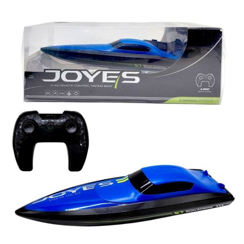 Катер на радіокеруванні 31 см, підсвічування, підставка, акумулятор 3.7 V, пульт керування 2.4 GHz, в коробці (СИНІЙ)
